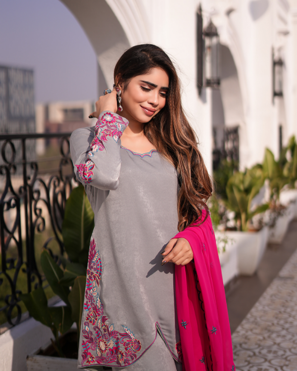 Gray indian ethnic wear