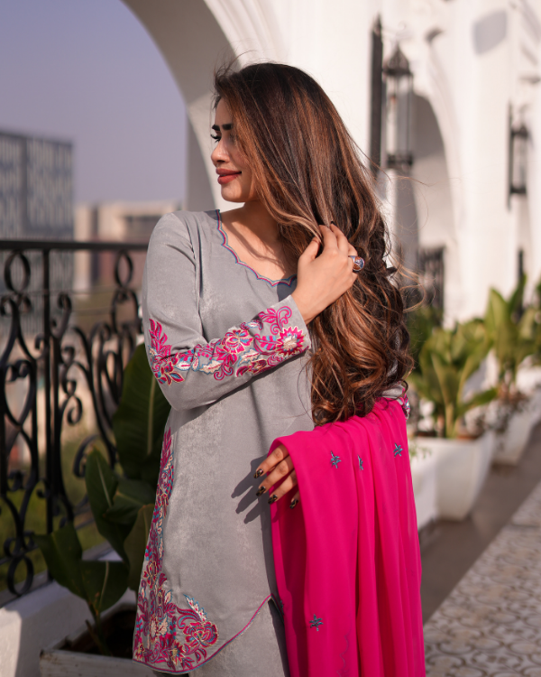 Gray indian ethnic wear