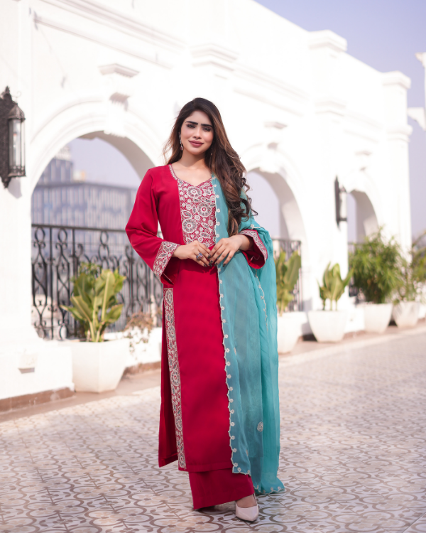 Magenta Red indian ethnic wear