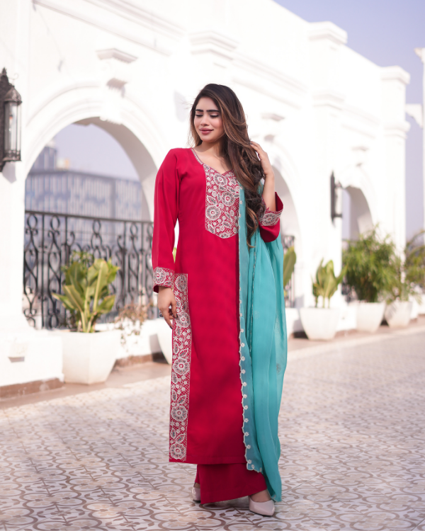 Magenta Red indian ethnic wear