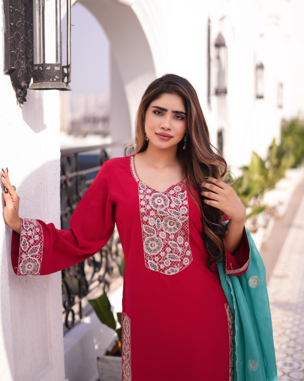 Magenta Red indian ethnic wear