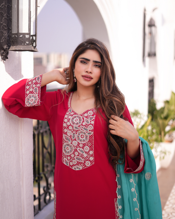 Magenta Red indian ethnic wear