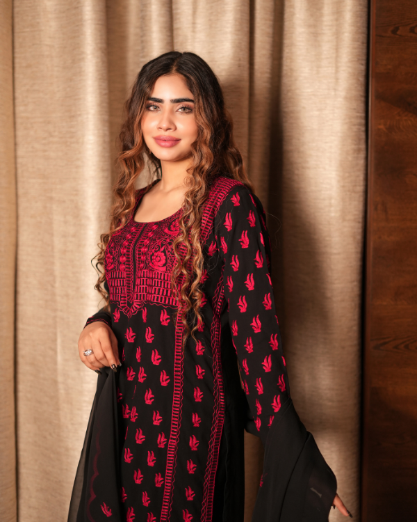 Red Black indian ethnic wear