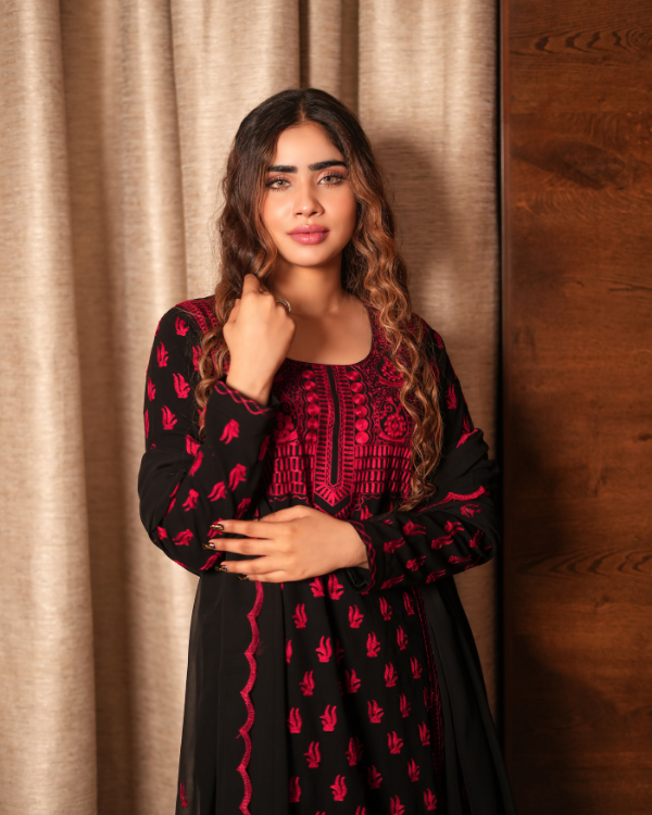 Red Black indian ethnic wear