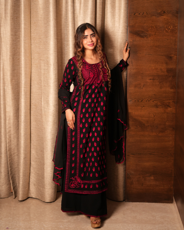 Red Black indian ethnic wear