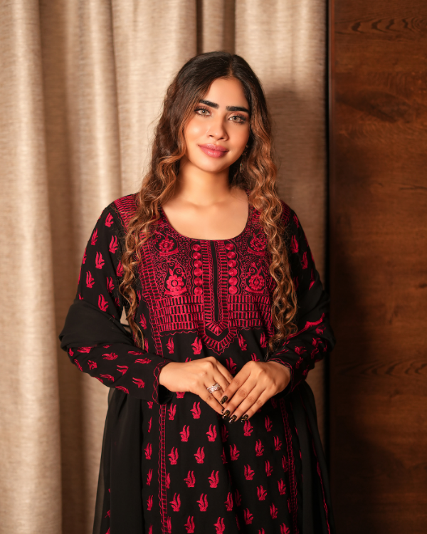 Red Black indian ethnic wear