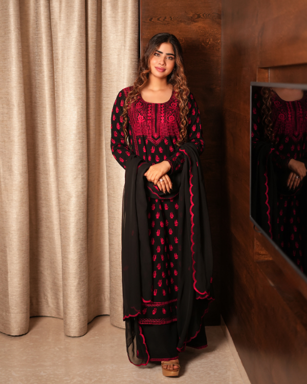 Red Black indian ethnic wear