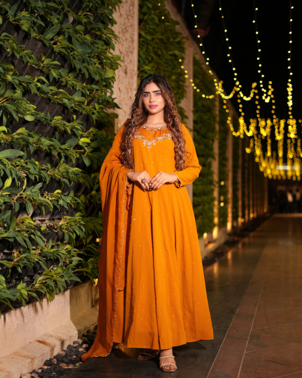 Orange indian ethnic wear