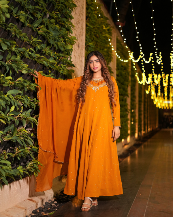 Orange indian ethnic wear