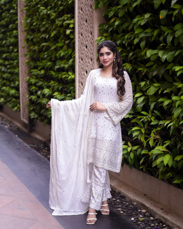 Full White indian ethnic wear