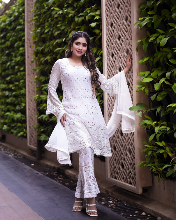 Full White indian ethnic wear