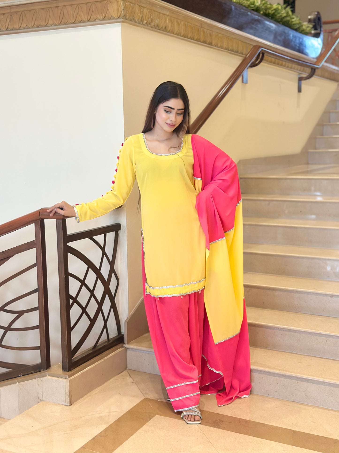 YELLOW-PINK INDIAN ETHNIC WEAR