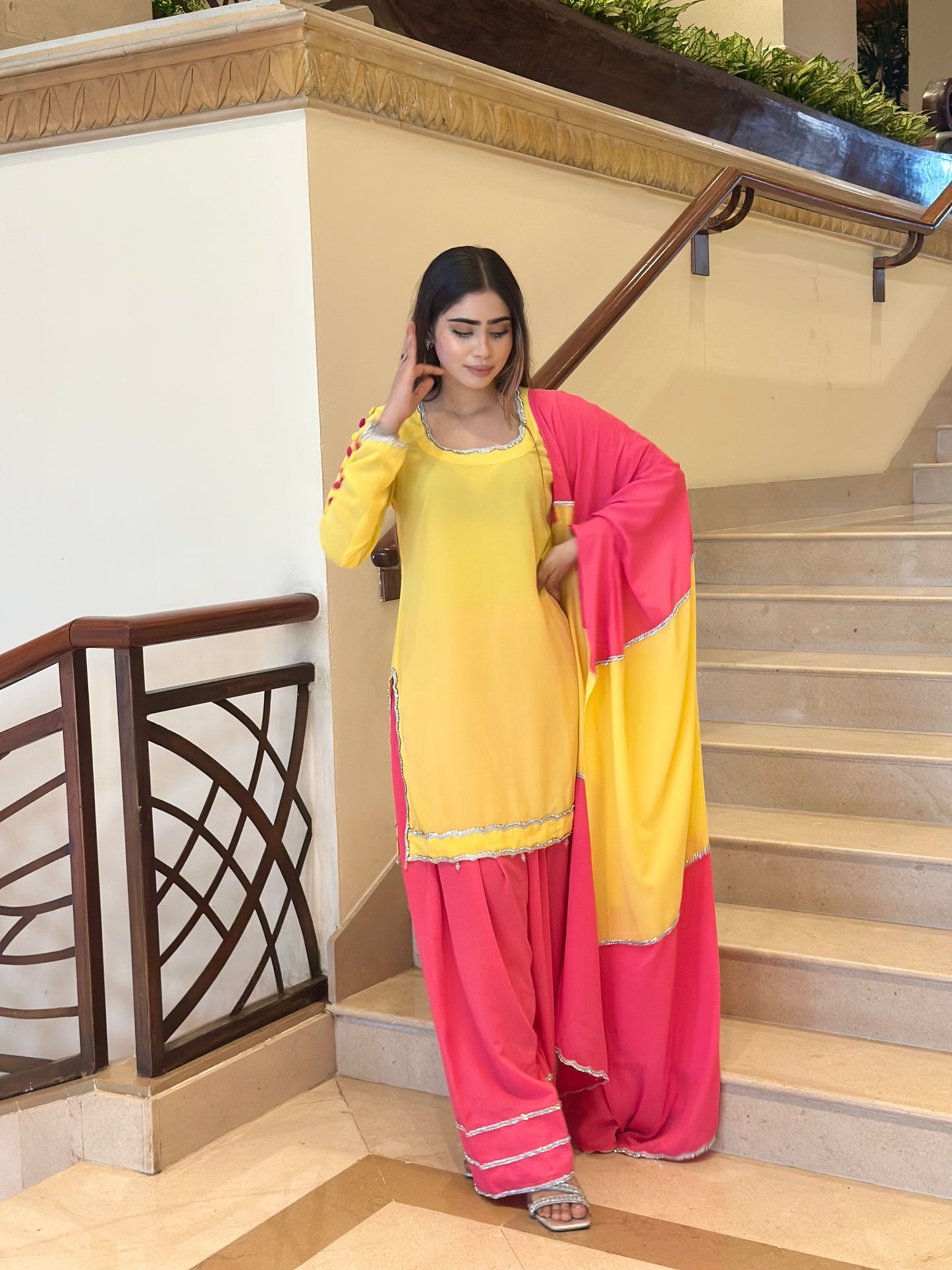 YELLOW-PINK INDIAN ETHNIC WEAR