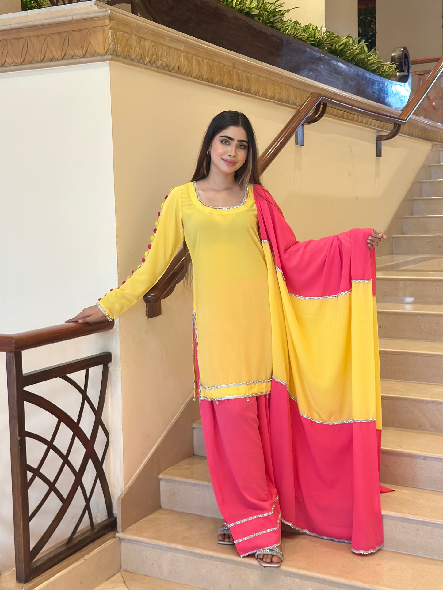 YELLOW-PINK INDIAN ETHNIC WEAR
