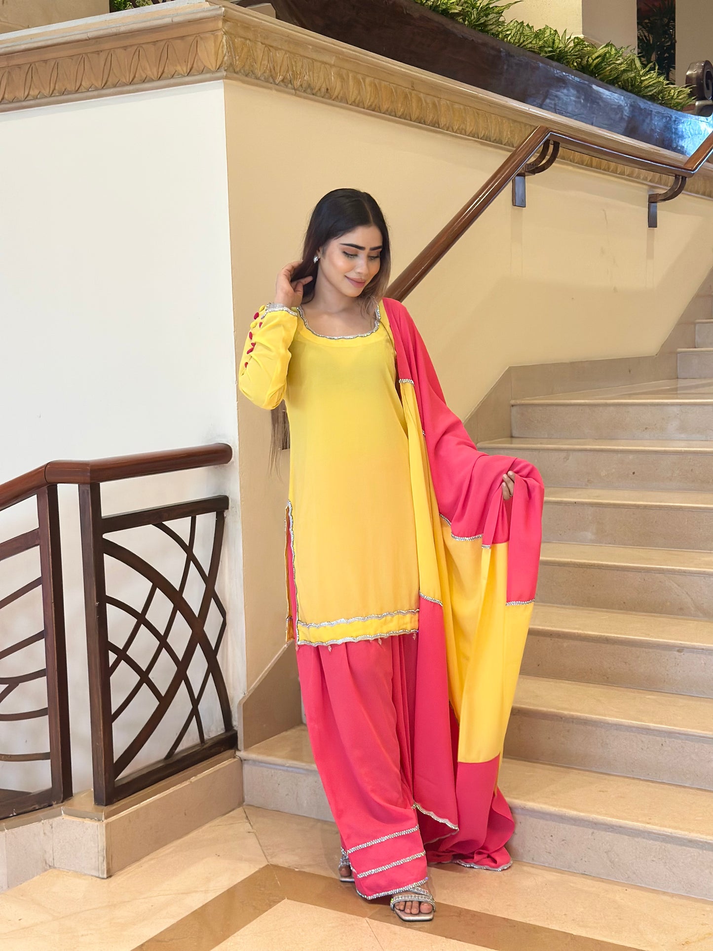 YELLOW-PINK INDIAN ETHNIC WEAR