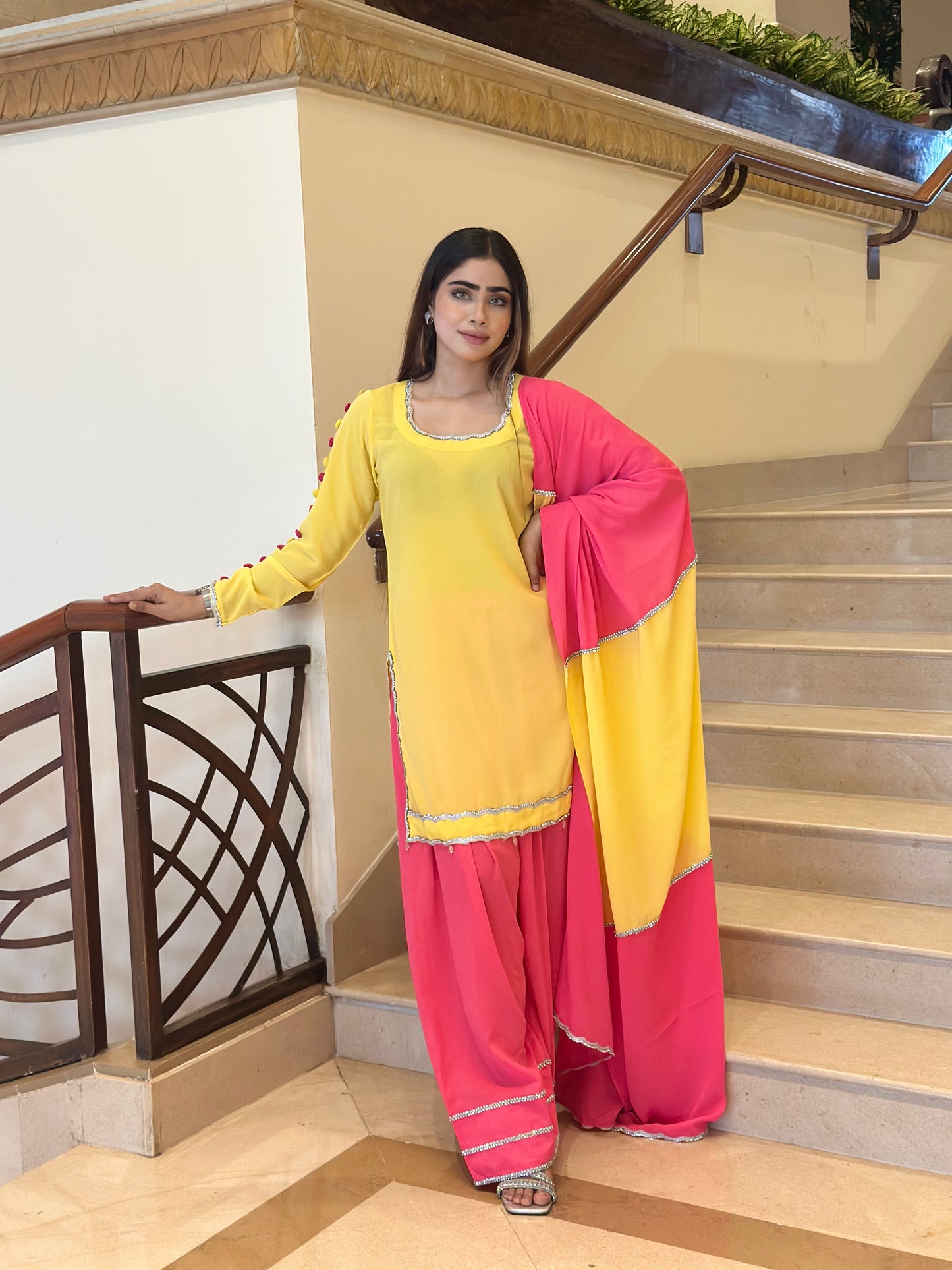 YELLOW-PINK INDIAN ETHNIC WEAR