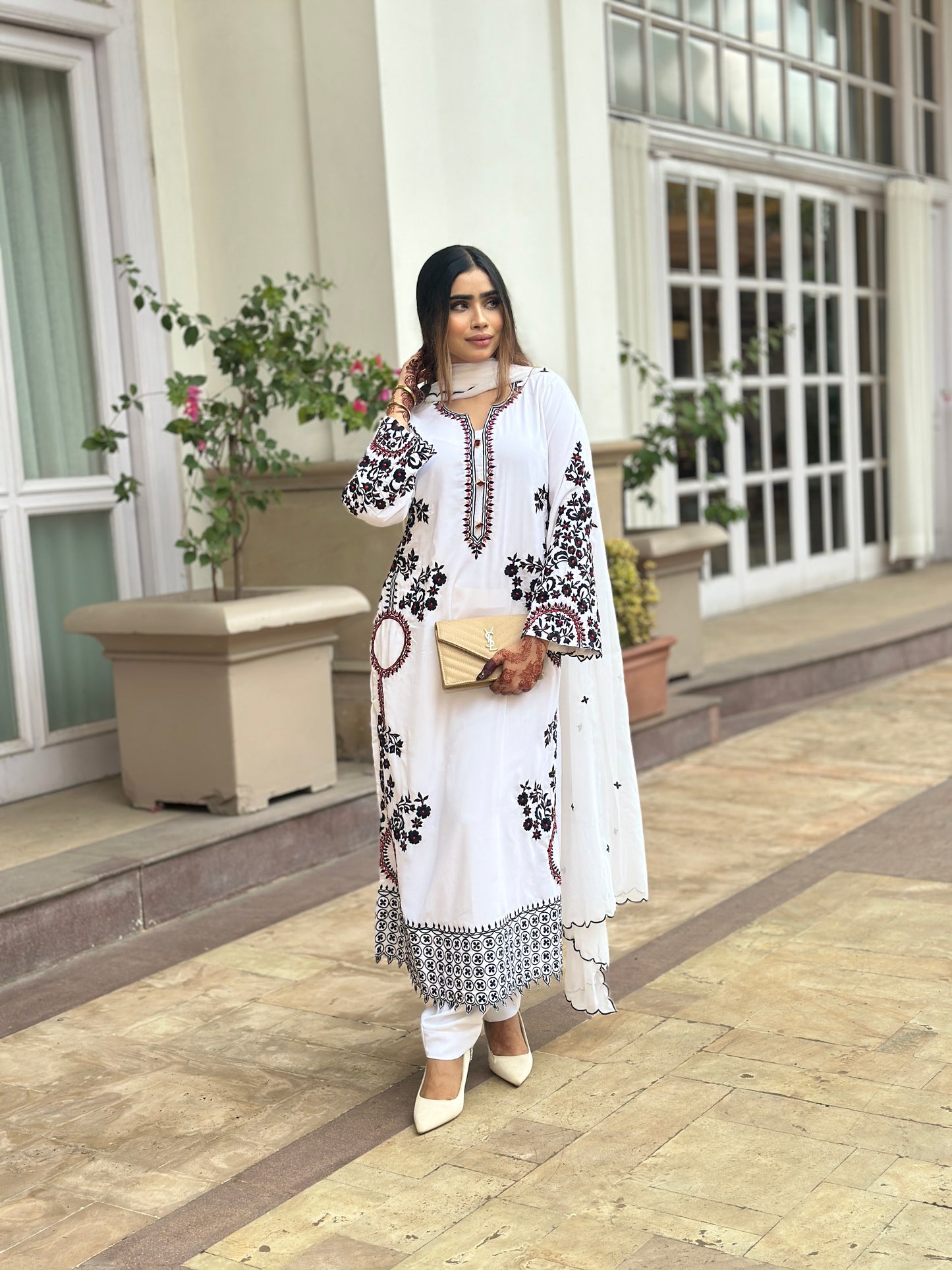 WHITE-BLACK INDIAN ETHNIC WEAR