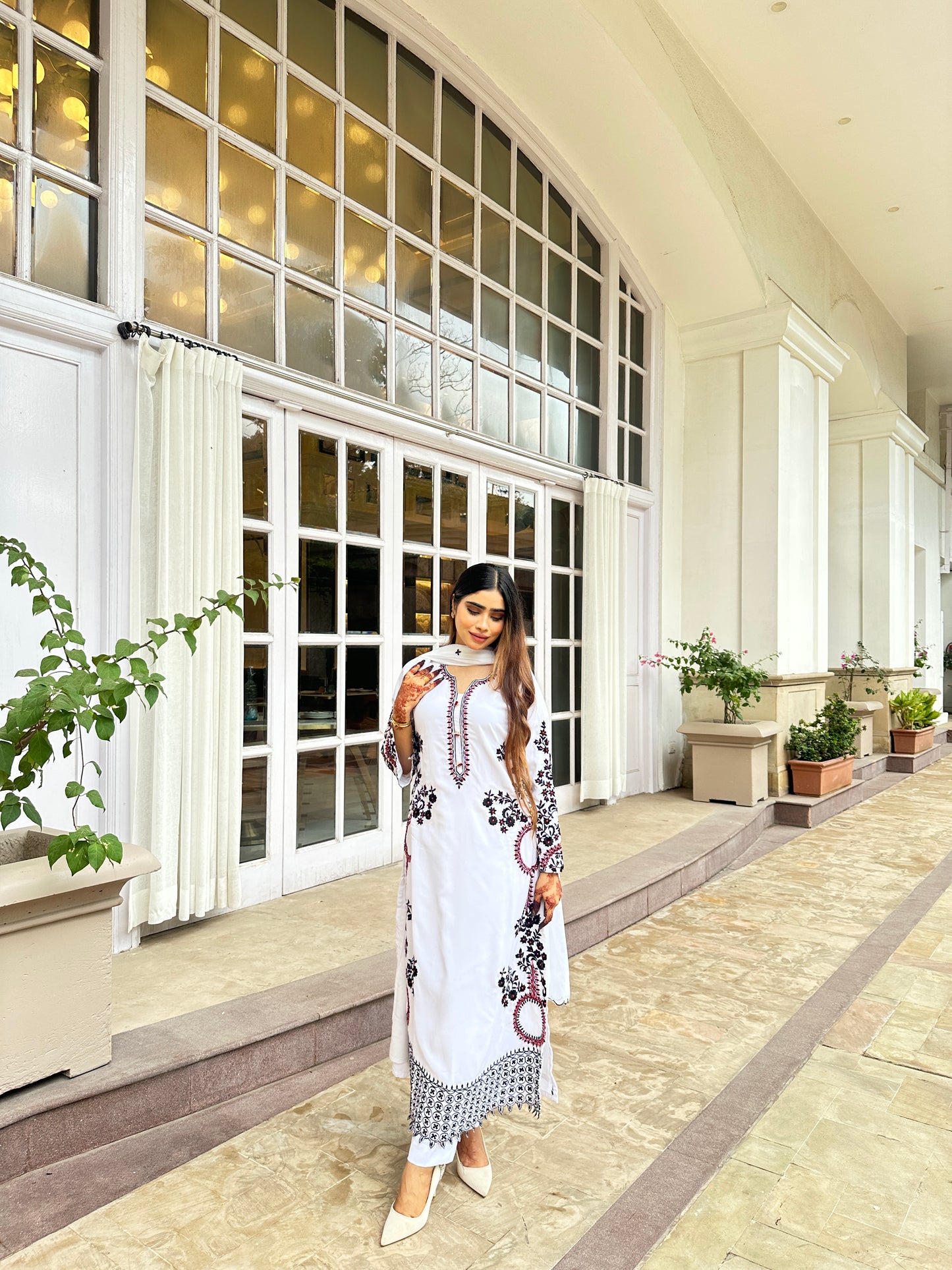 WHITE-BLACK INDIAN ETHNIC WEAR