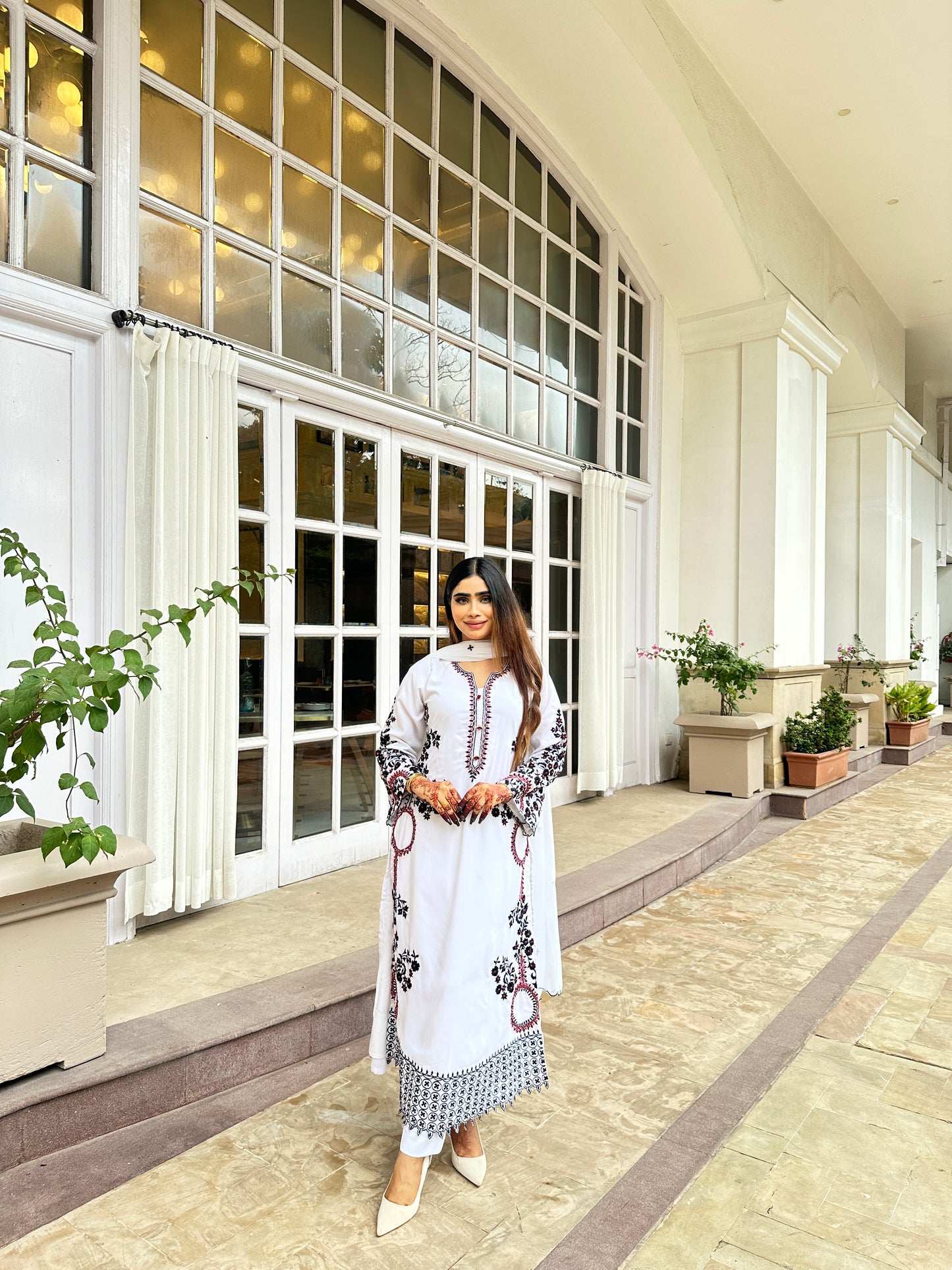 WHITE-BLACK INDIAN ETHNIC WEAR
