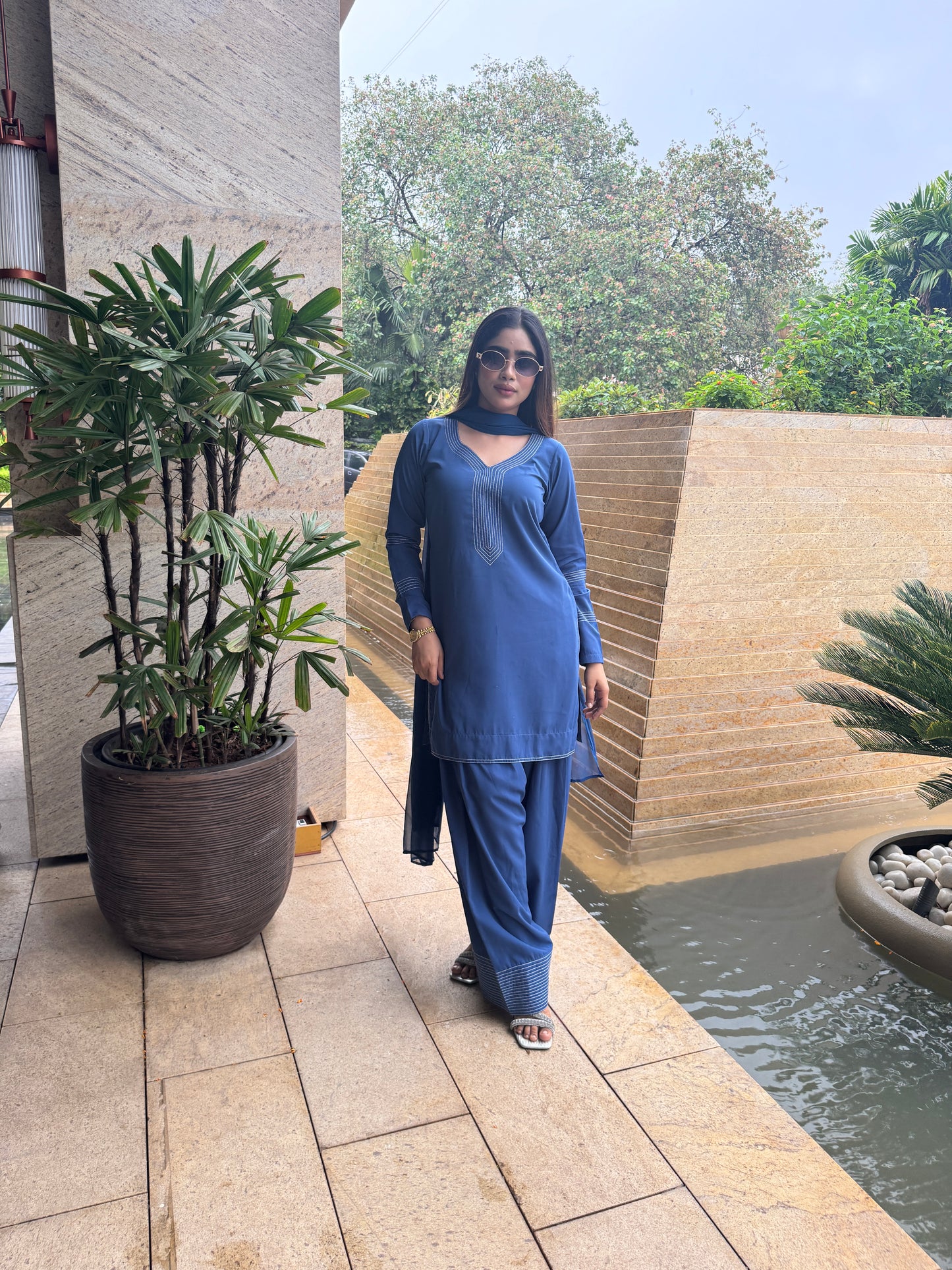 BLUE-WHITE INDIAN ETHNIC WEAR