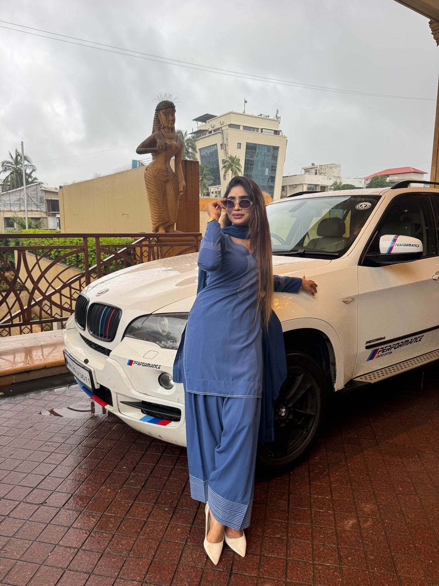 BLUE-WHITE INDIAN ETHNIC WEAR