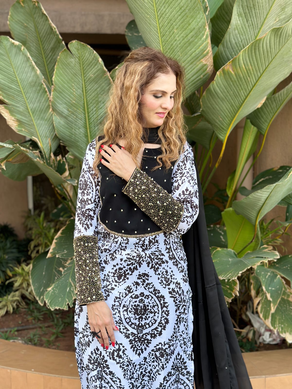 BLACK-WHITE PAKISTANI SUIT