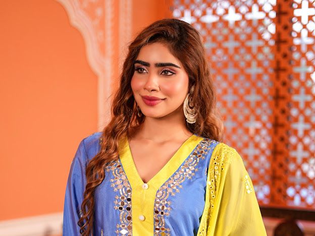 BLUE-YELLOW INDIAN ETHNIC WEAR