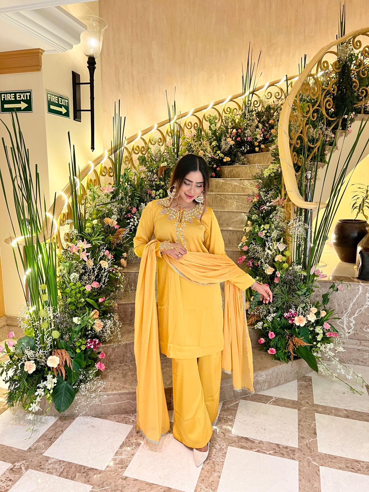 YELLOW SHORT KURTA FARSI SALWAR SUIT