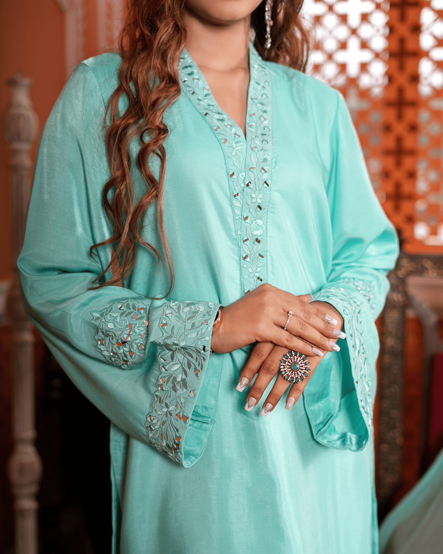 Blue Heavy Sleeve  Kurta Set