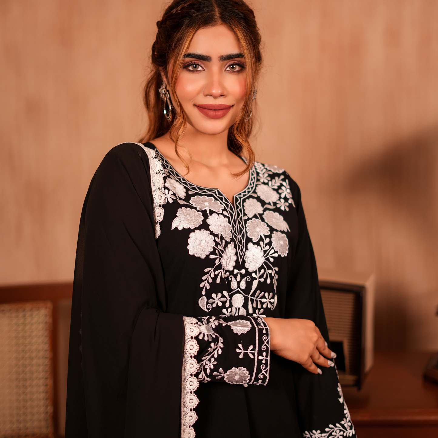 Black Embroidery Full Lace Duptta Pakistani suit