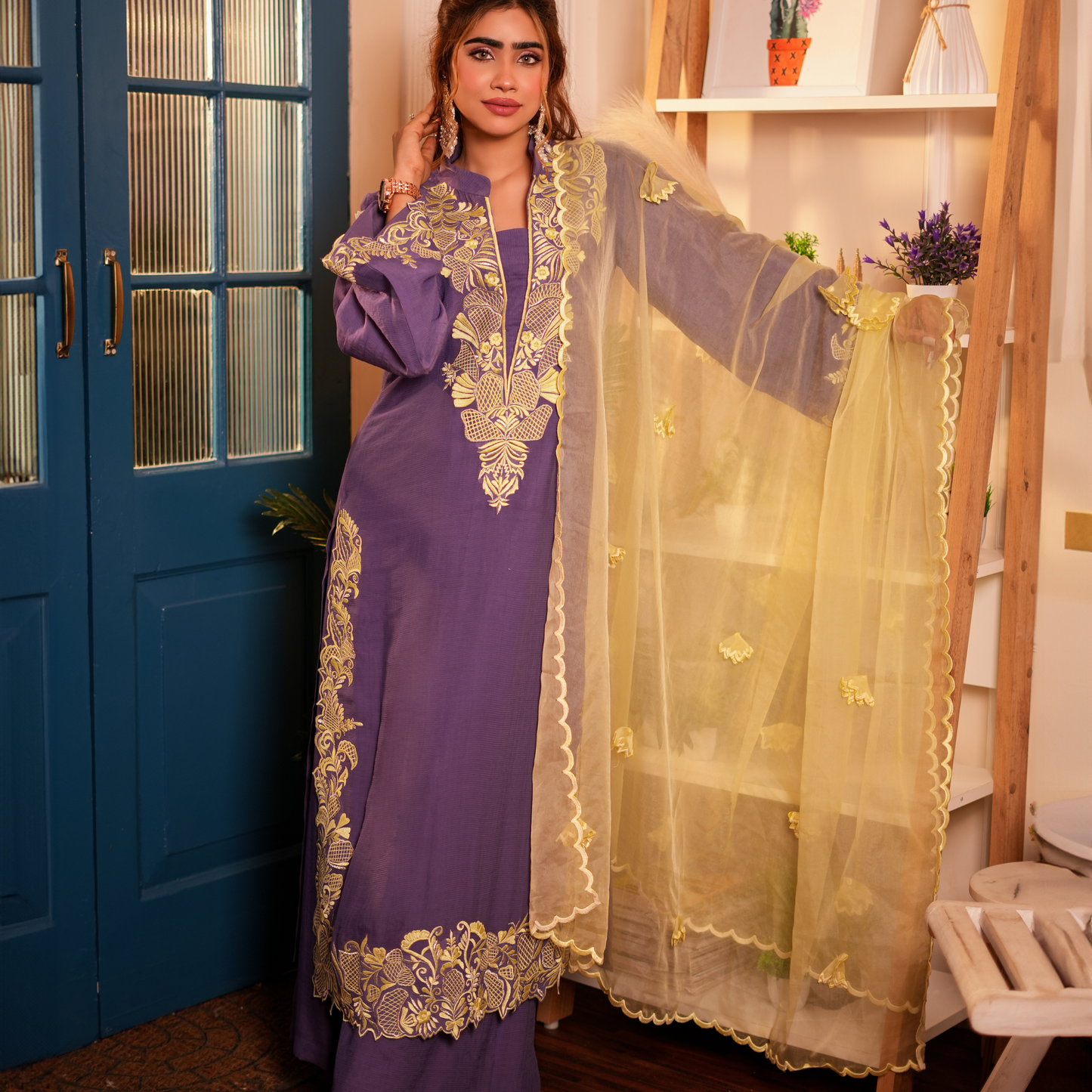 Purple Embroidery Heavy duptta Pakistani Suit