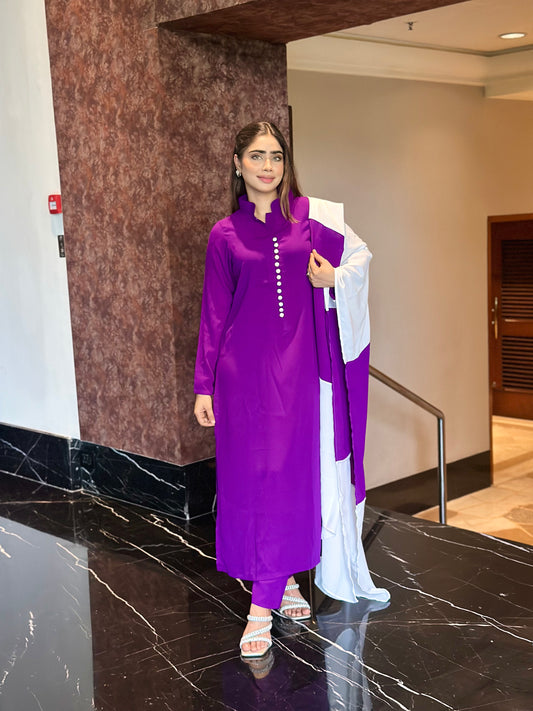 PURPLE-WHITE INDIAN ETHNIC WEAR