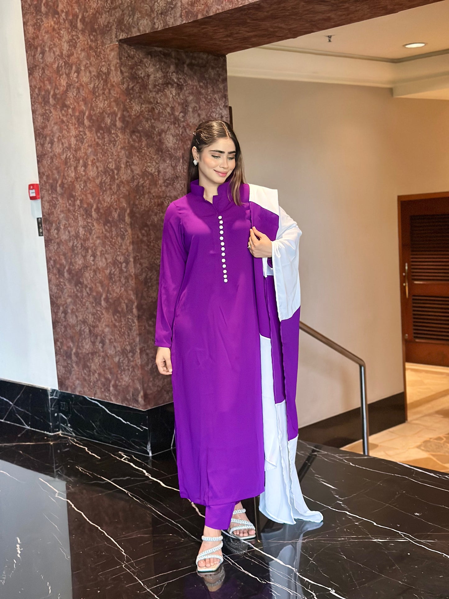 PURPLE-WHITE INDIAN ETHNIC WEAR