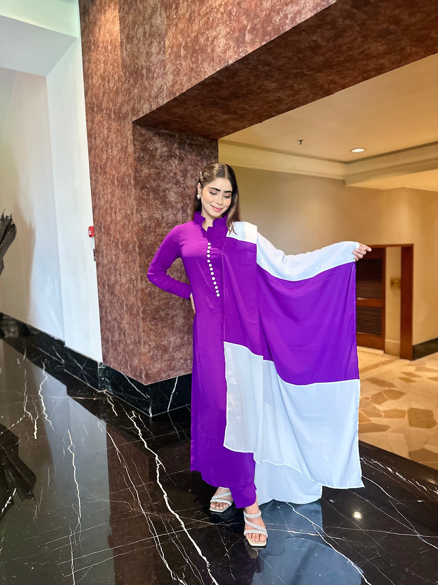 PURPLE-WHITE INDIAN ETHNIC WEAR