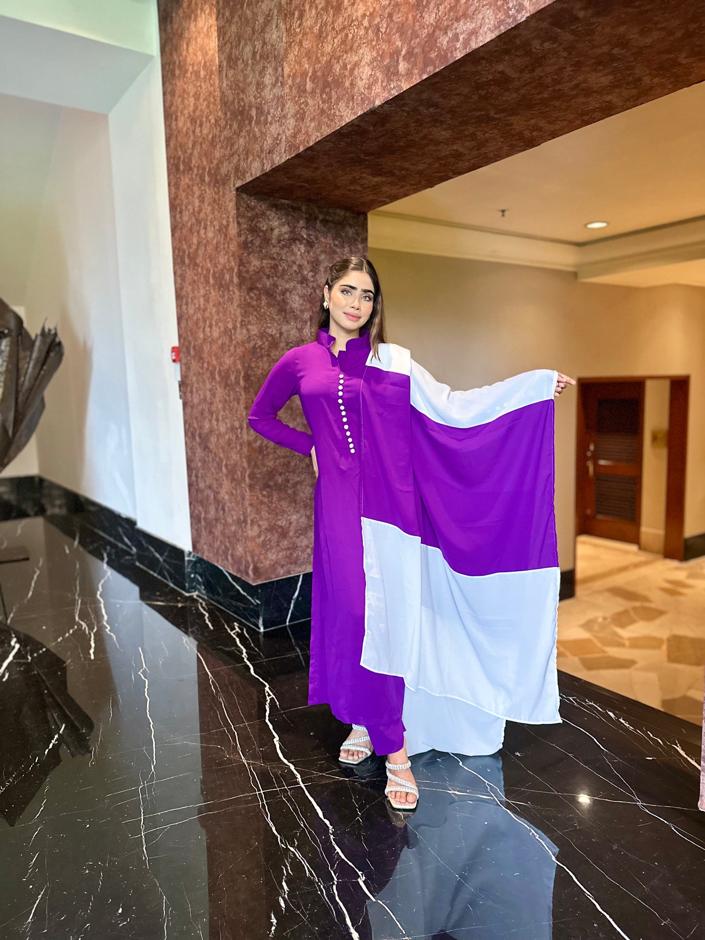 PURPLE-WHITE INDIAN ETHNIC WEAR