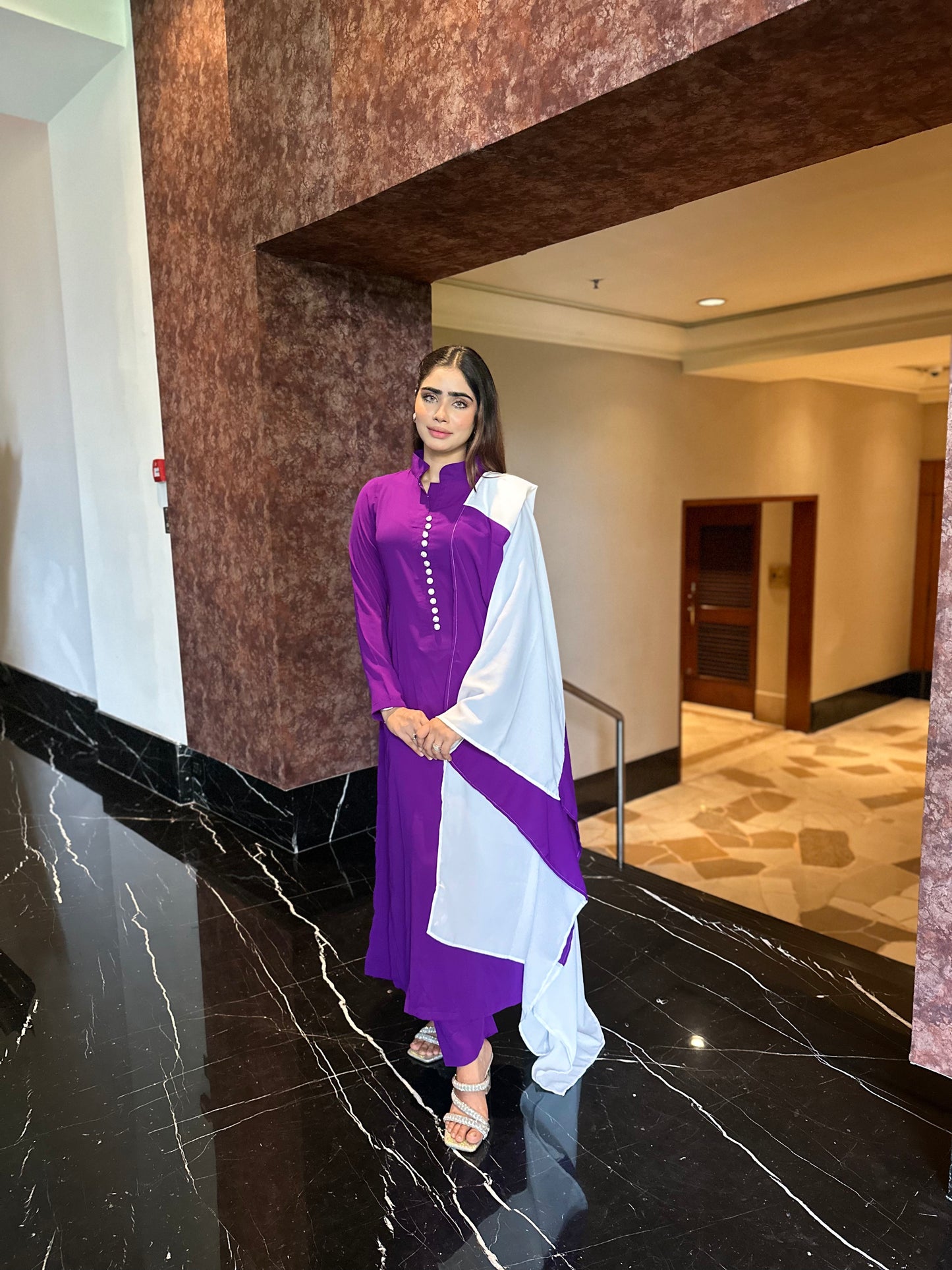 PURPLE-WHITE INDIAN ETHNIC WEAR