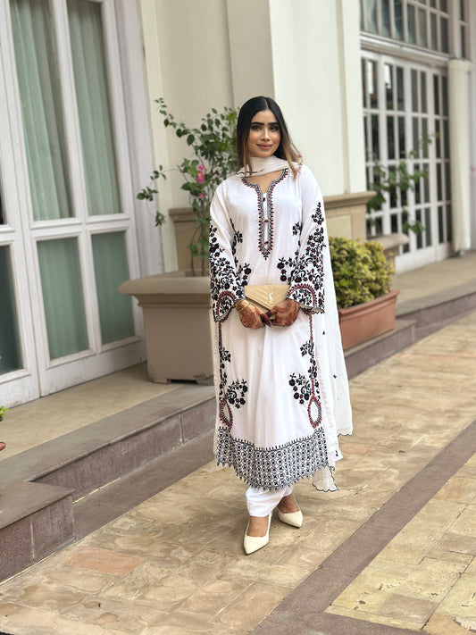 WHITE-BLACK INDIAN ETHNIC WEAR