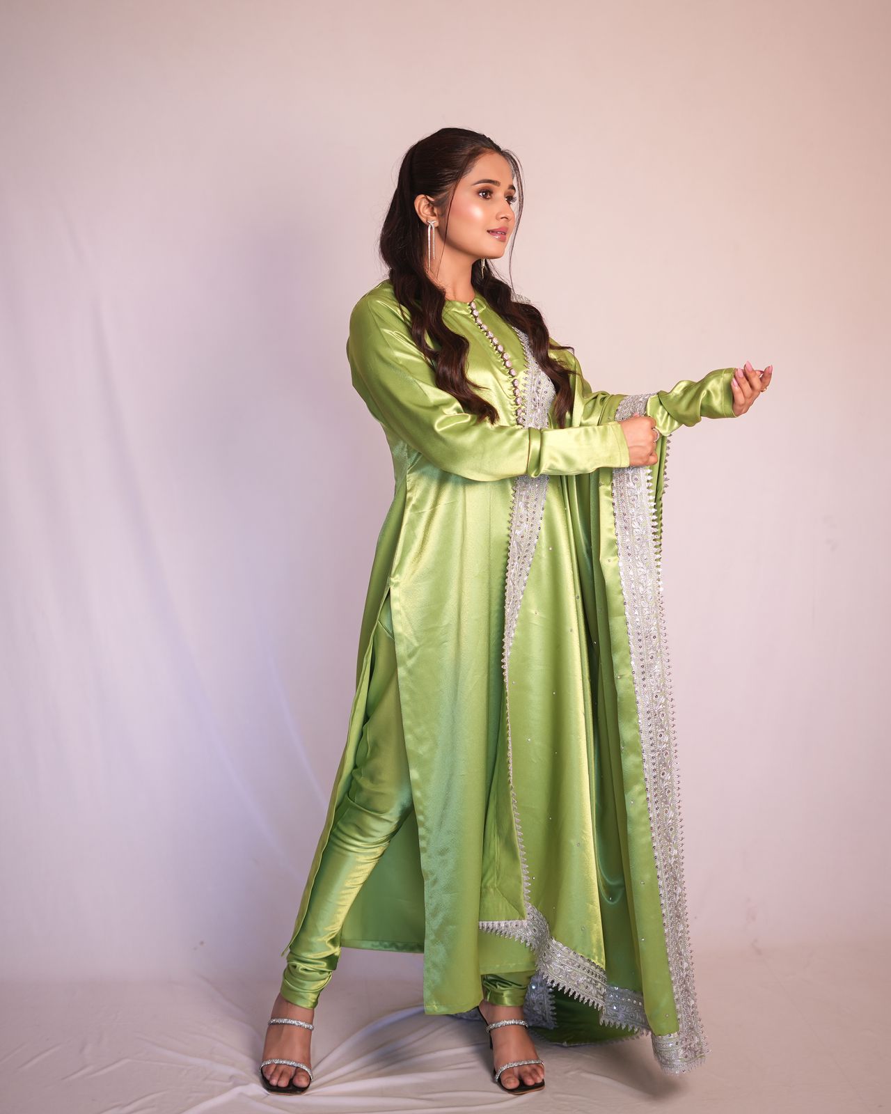 A pista green Pakistani suit by SLC Fabric