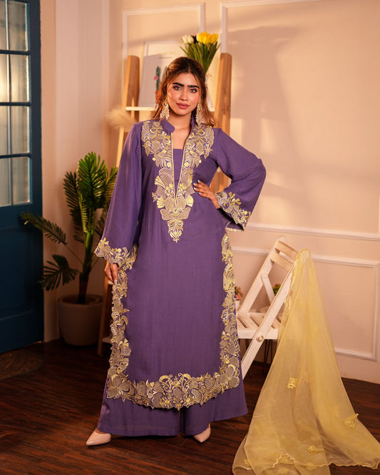 Purple Embroidery Heavy duptta Pakistani Suit