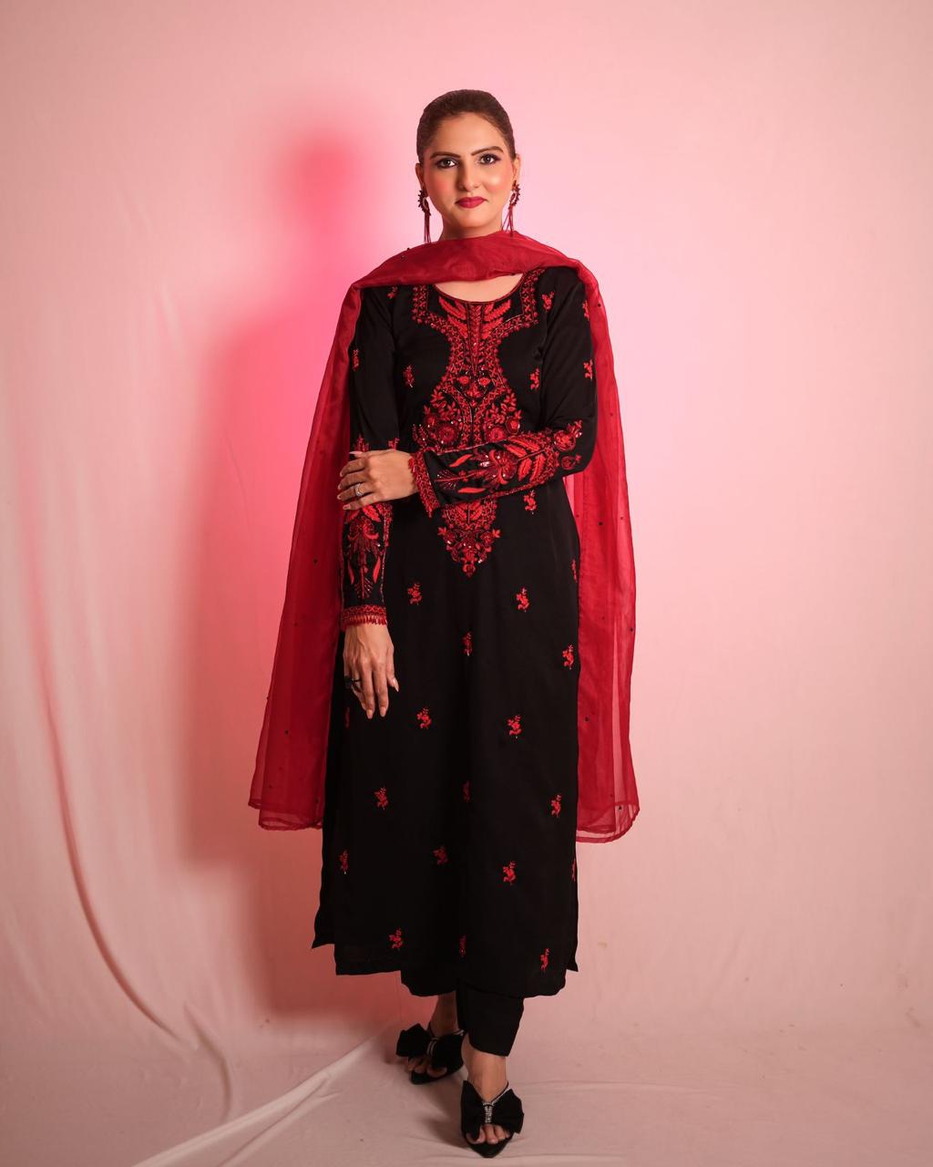 Black Colour Aari Work Kurti